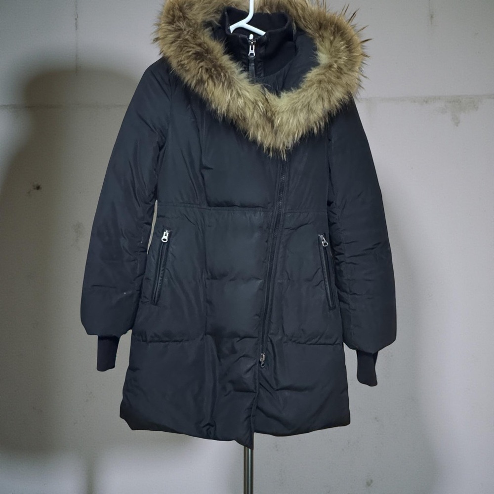 Mackage XS Duck Down Puffer Jacket Black Fur Hood Double Lined Luxury Coat